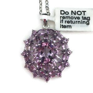 gems tv amethyst pendant necklace 925 SS 18" chain